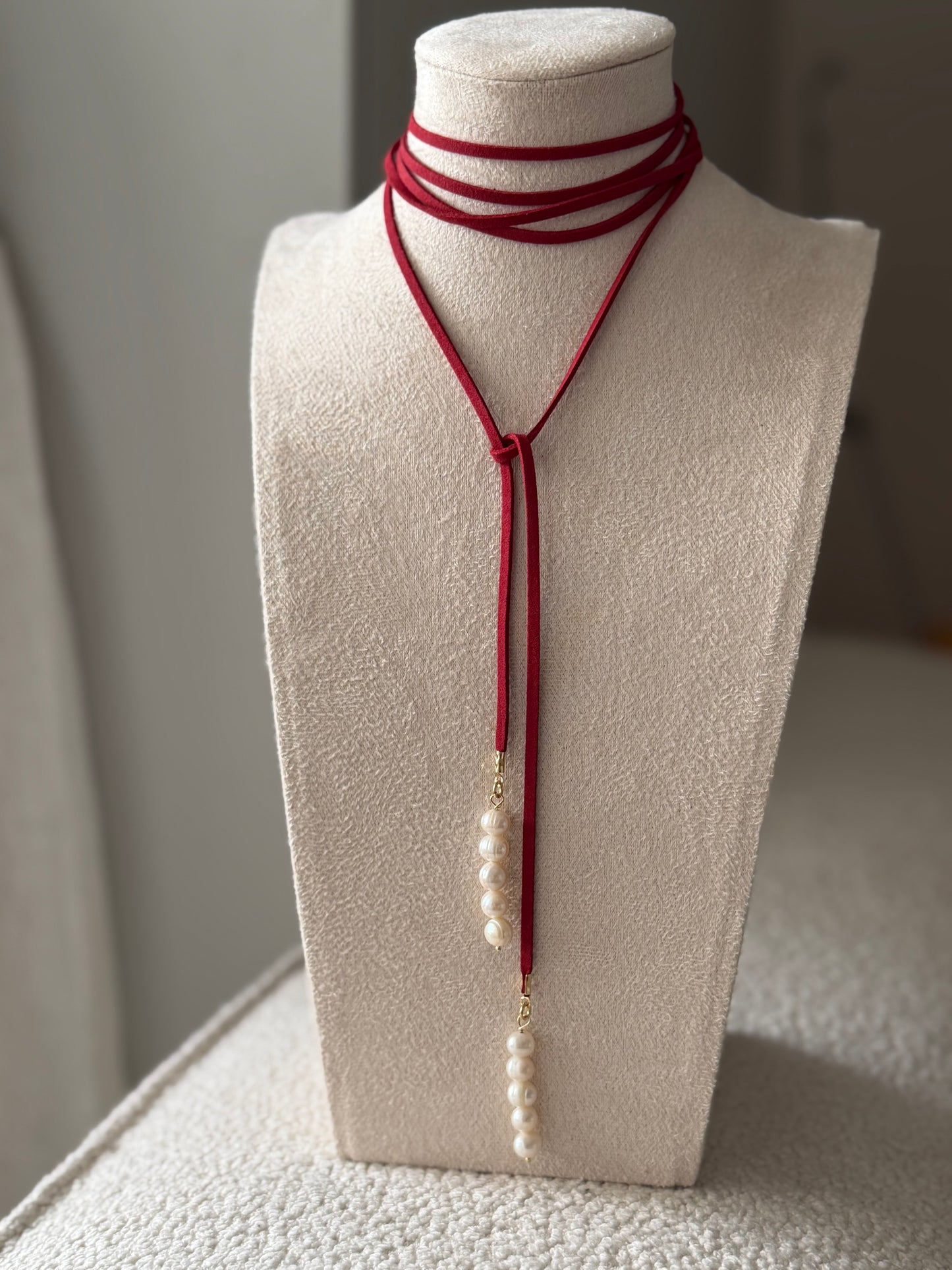 Suede Pearl Necklace