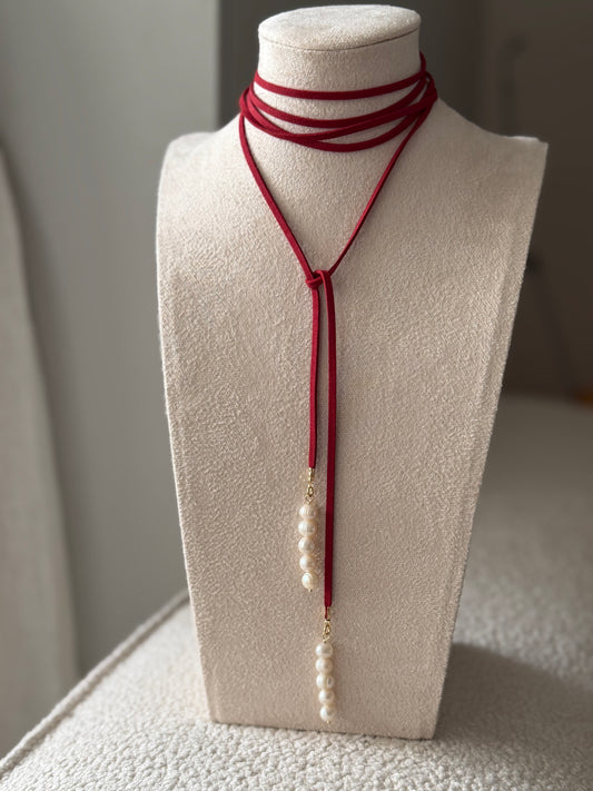 Suede Pearl Necklace