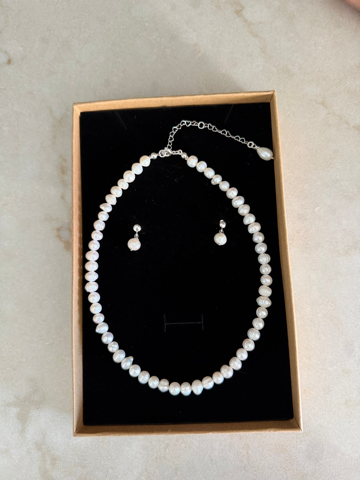 Bridal Pearl Set / Set colier si cercei perle de cultura