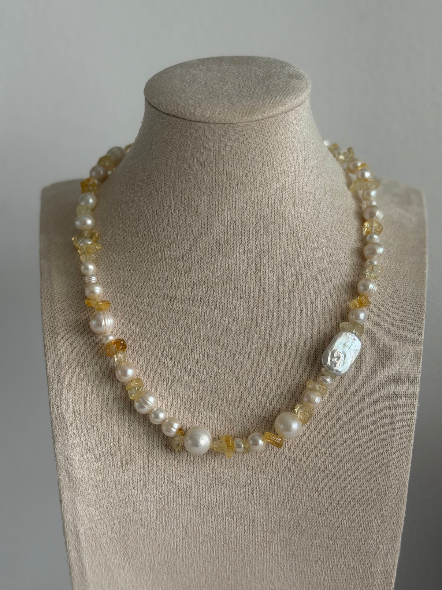 Citrine Pearl Necklace