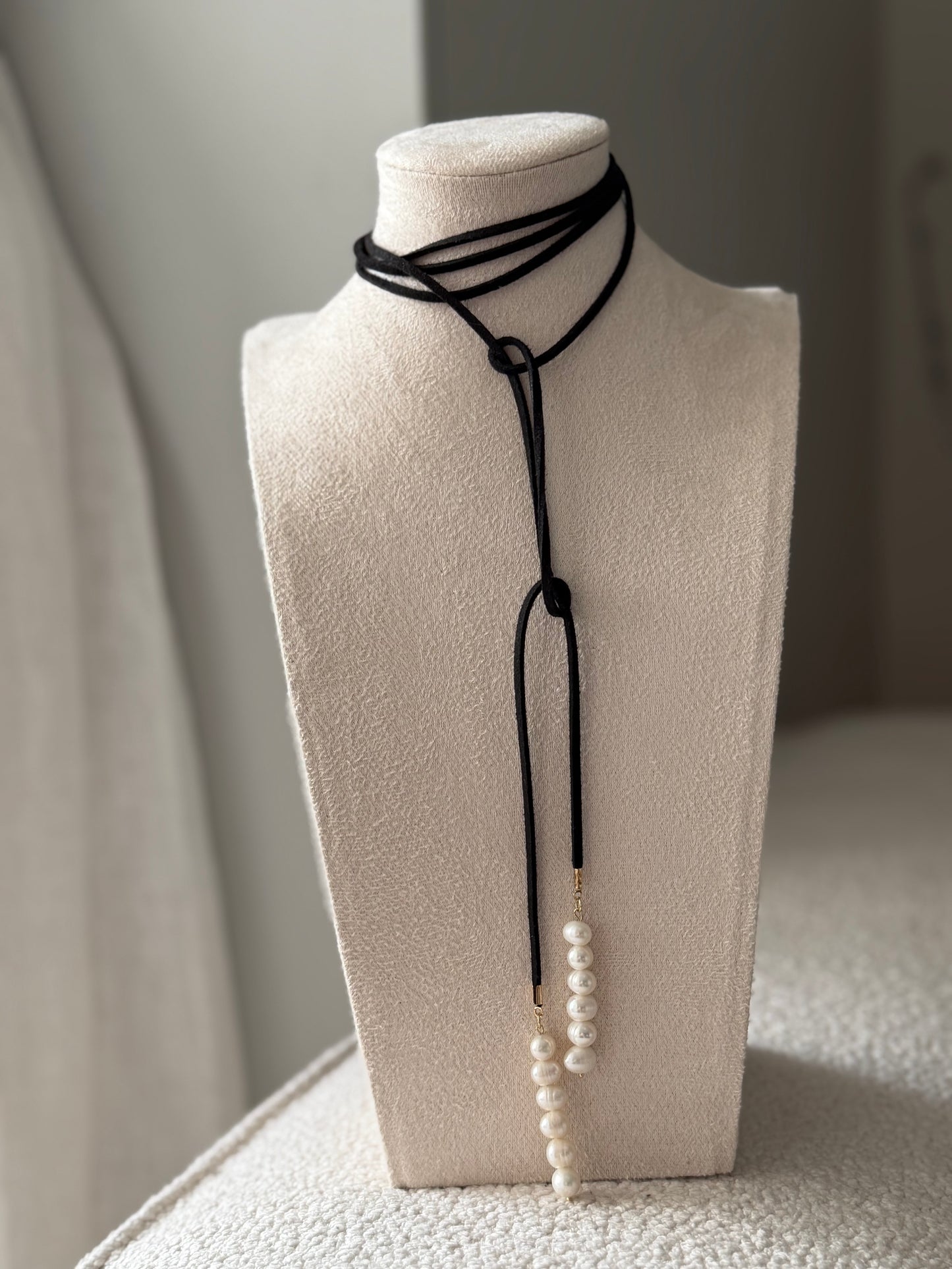 Suede Pearl Necklace