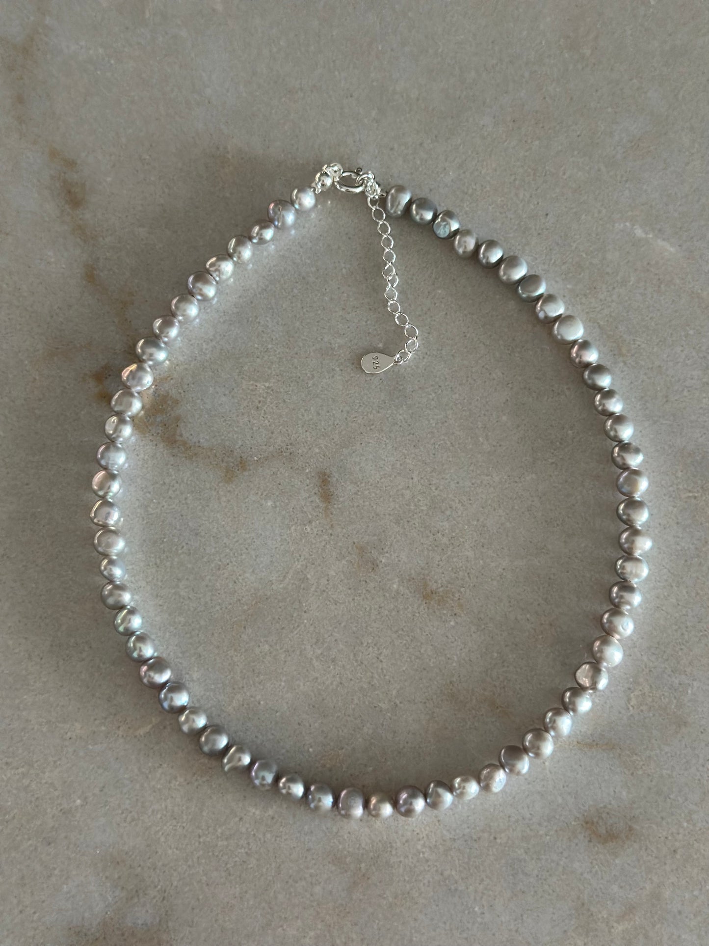 Perfectly Imperfect Grey Pearls Necklace