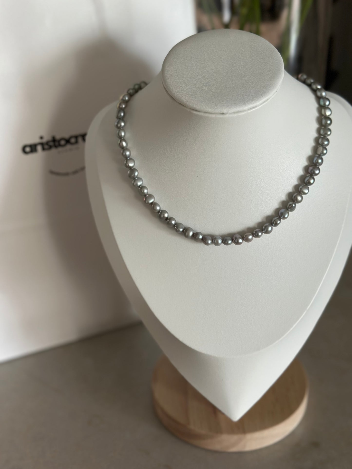 Perfectly Imperfect Grey Pearls Necklace