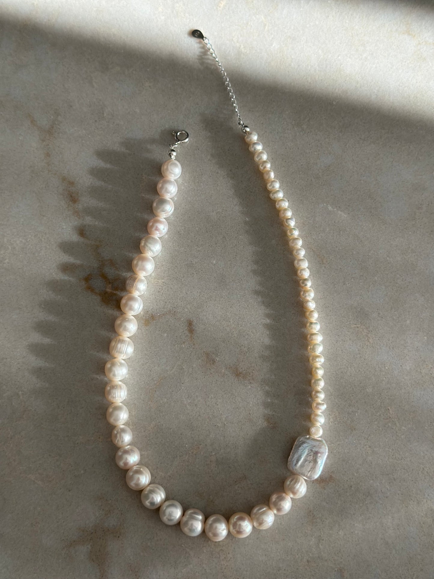 Minimalist side Pearl Necklace