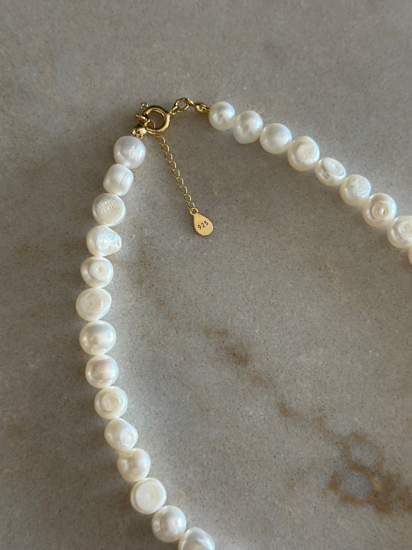 Bold Flat Pearl Chain with Baroque Pearl Charm