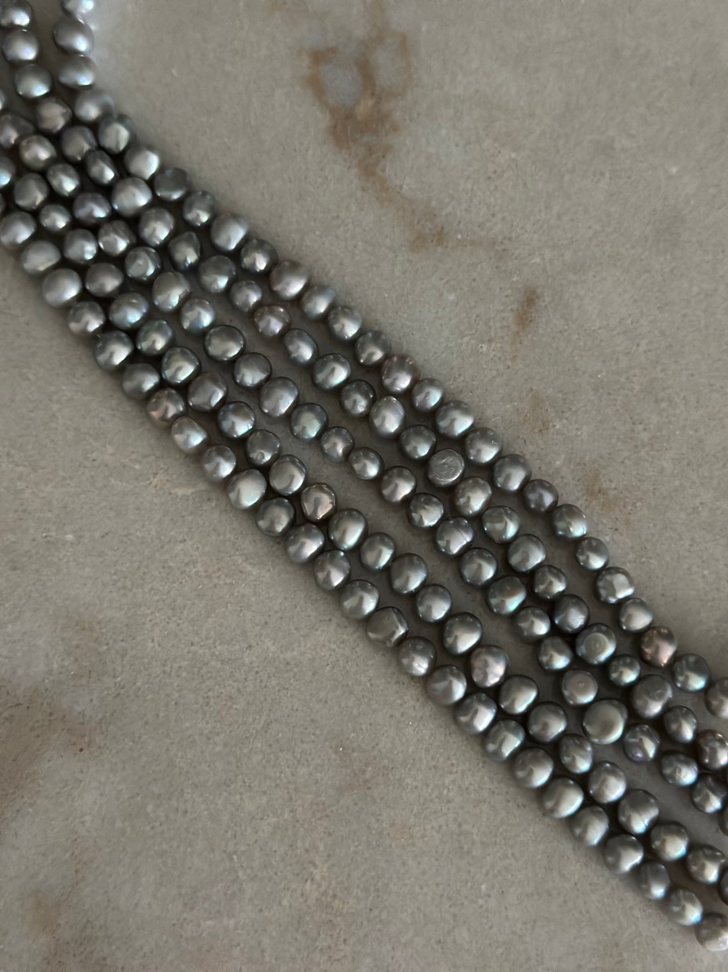 Perfectly Imperfect Grey Pearls Necklace