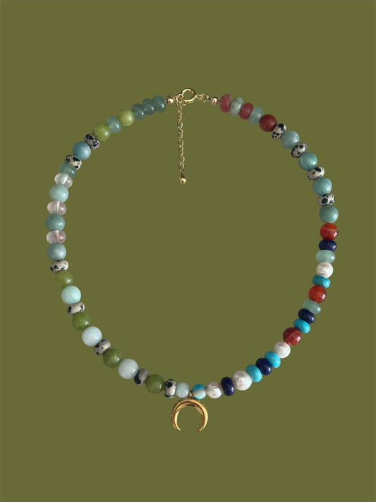 Halfmoon Mystic Bead Necklace