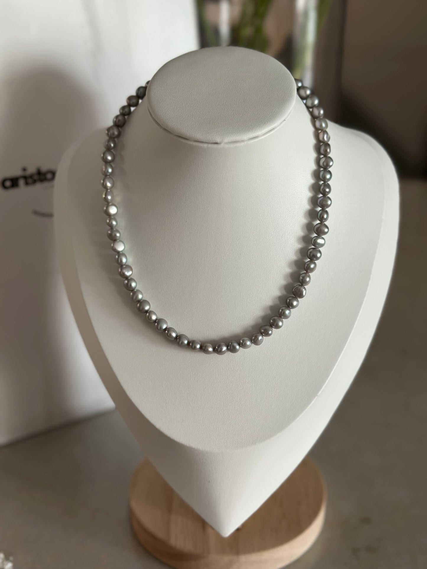 Perfectly Imperfect Grey Pearls Necklace