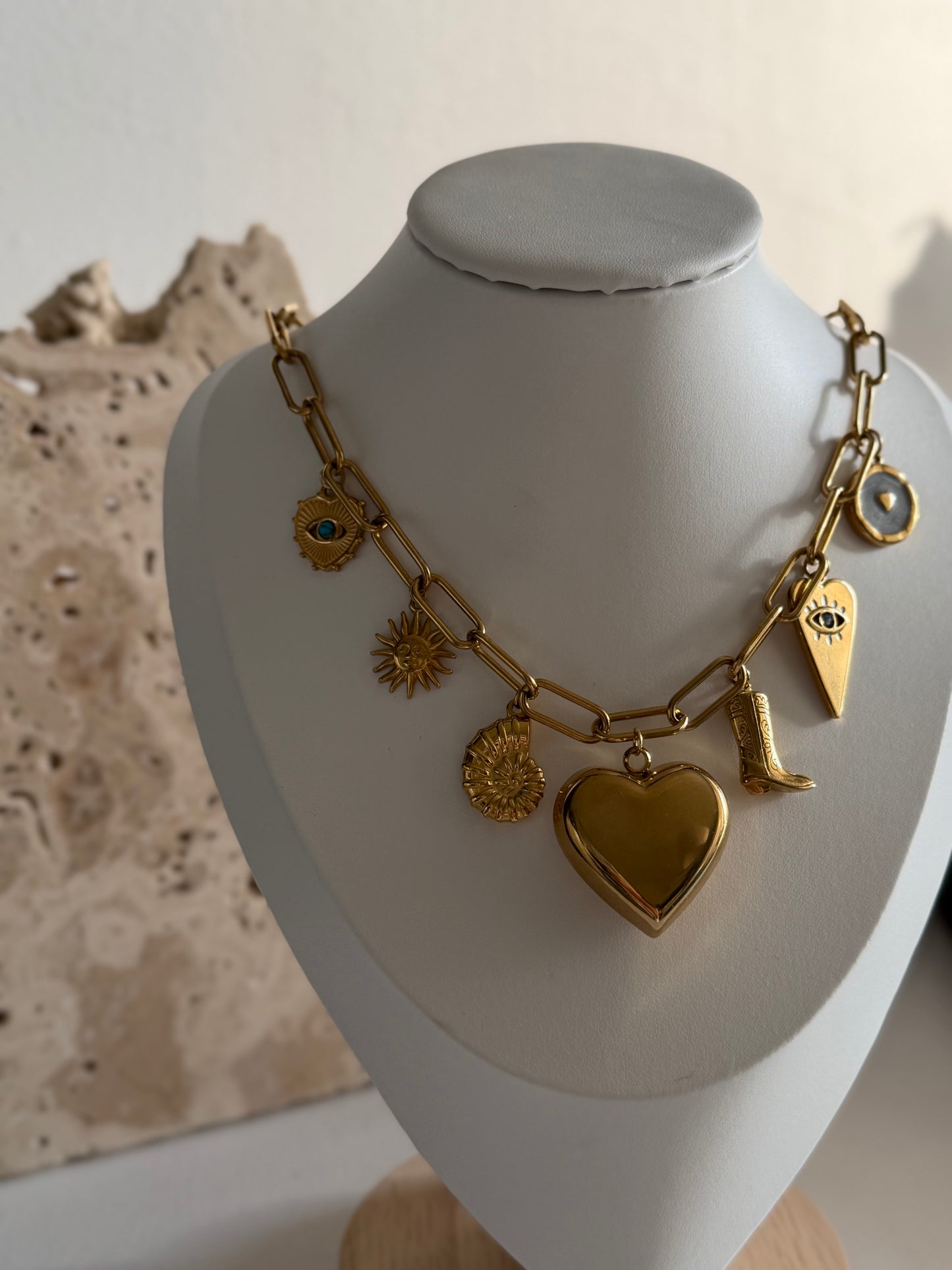 Stainless Steel Multicharm Necklace