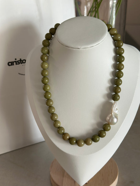 Matcha Baroque Pearl Necklace