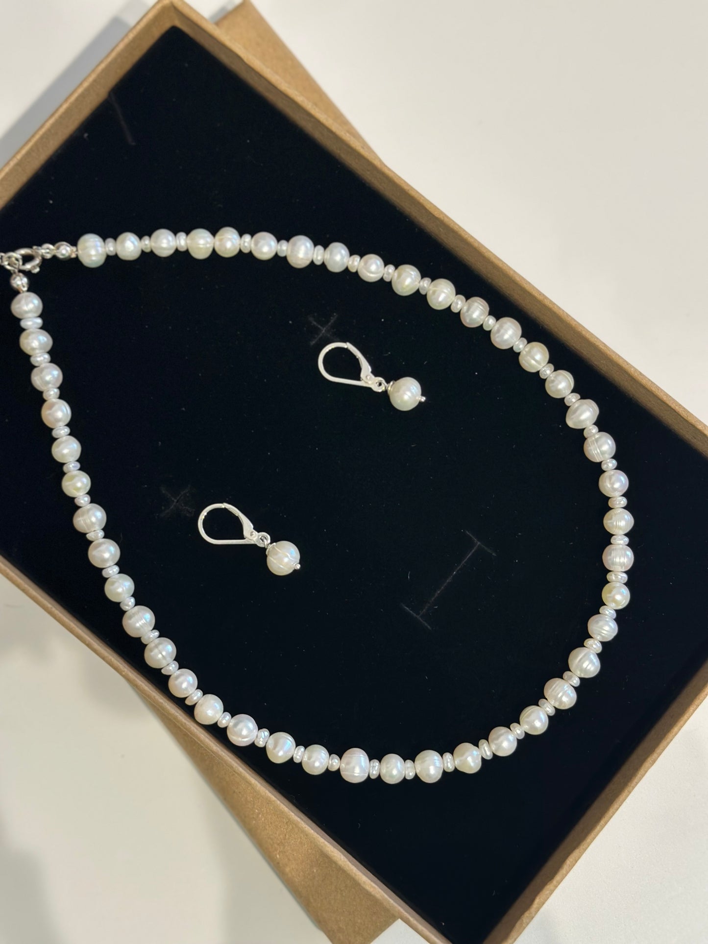 Everyday Glow Pearl Set / Set colier si cercei perle de cultura