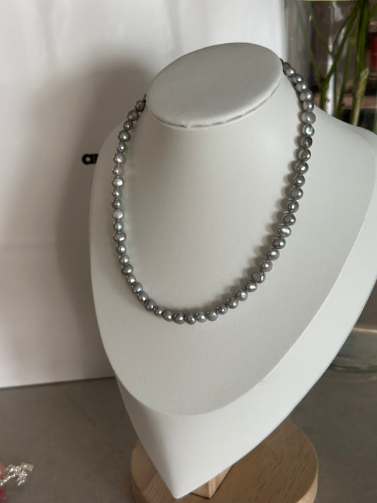 Perfectly Imperfect Grey Pearls Necklace