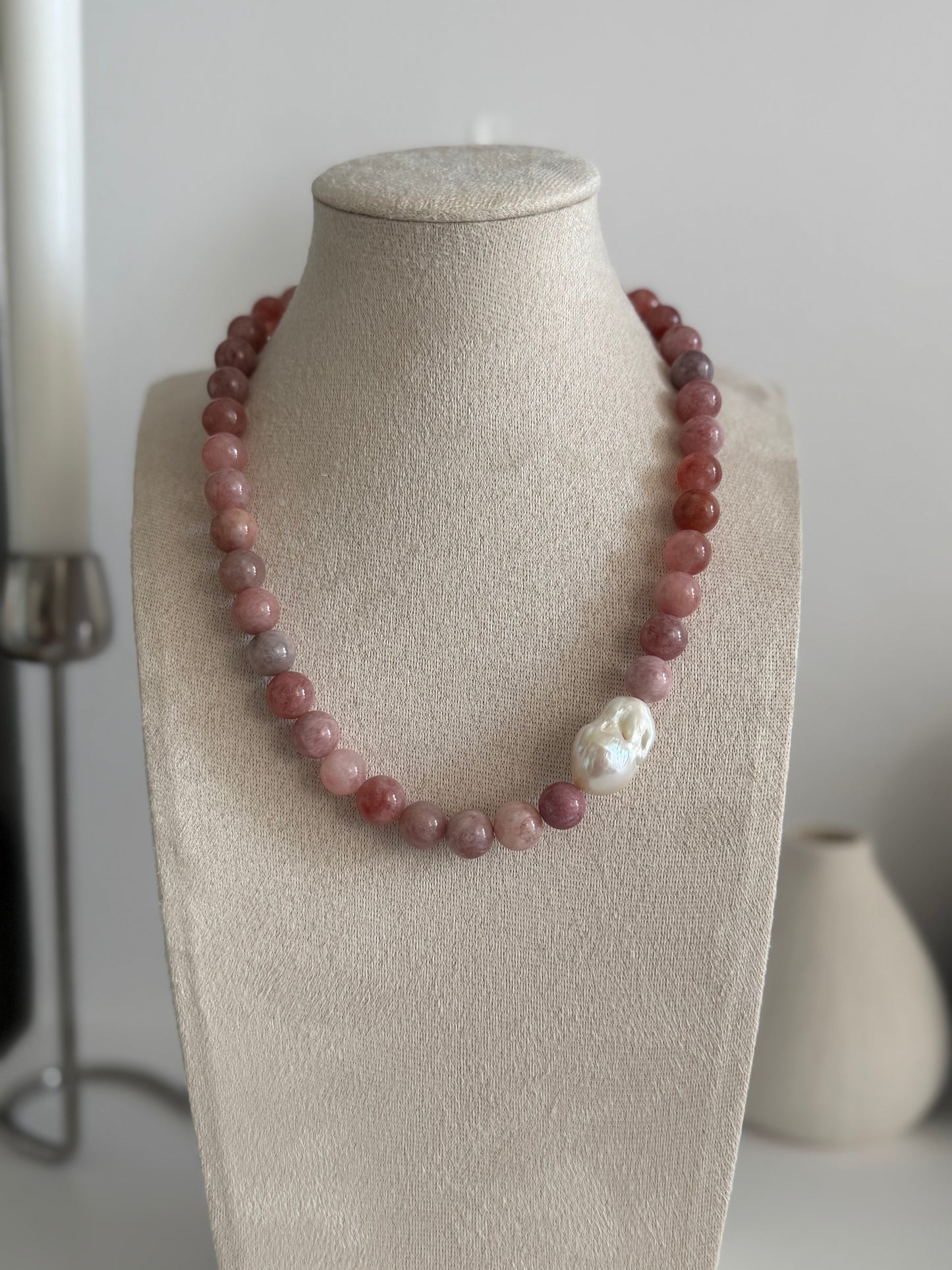 Milky Pink Baroque Pearl Necklace