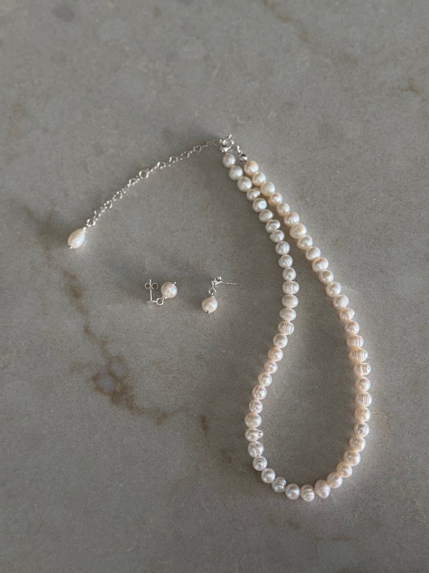 Bridal Pearl Set / Set colier si cercei perle de cultura