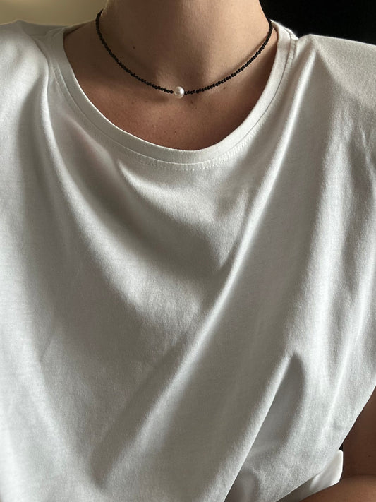 Colier turmalina cu charm perla