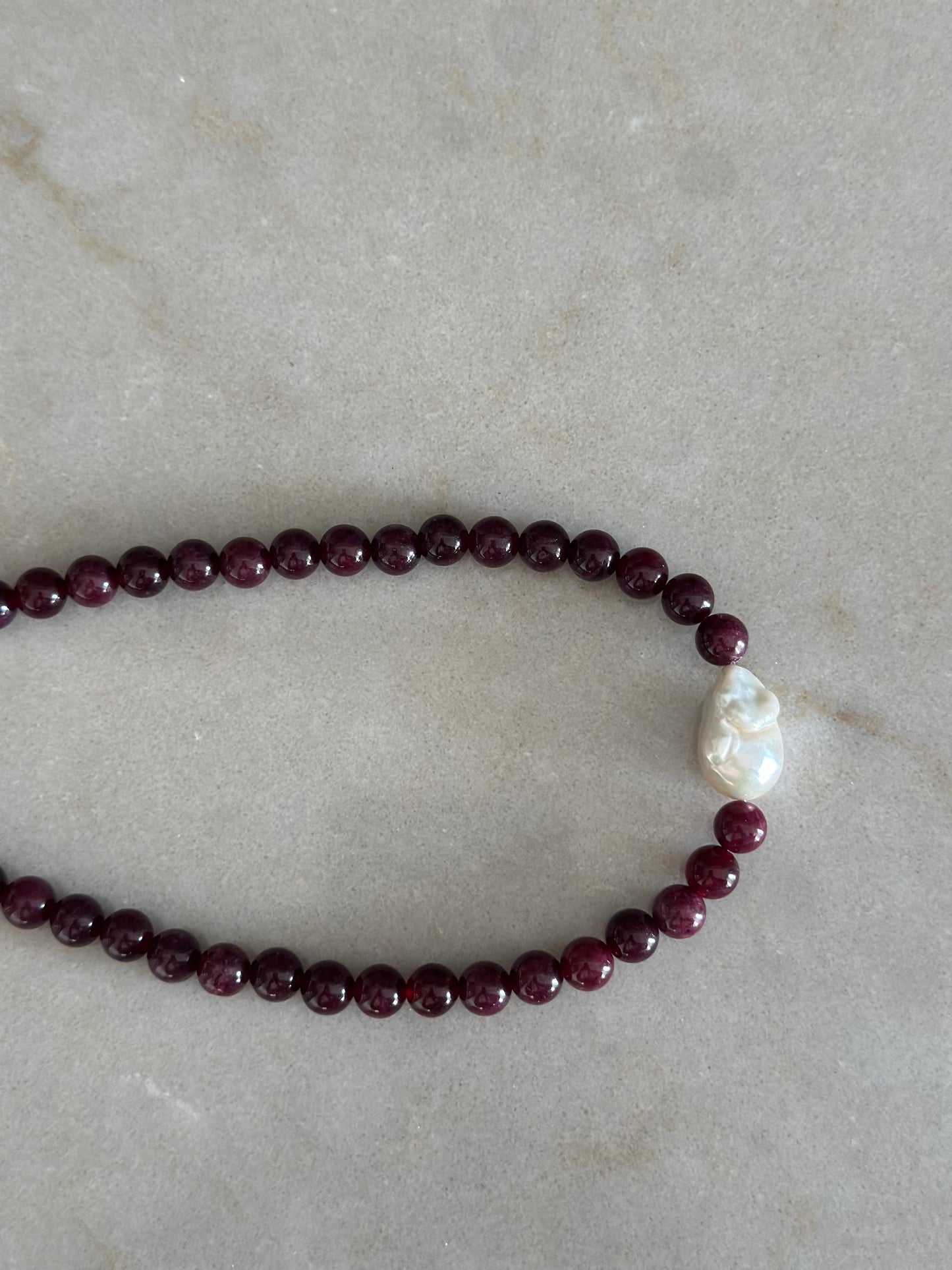 Sour Cherry Baroque Pearl Necklace