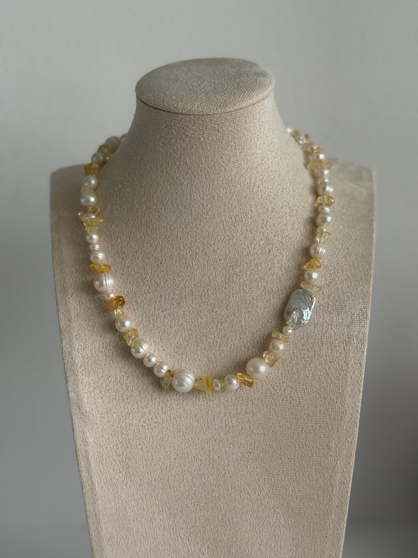 Citrine Pearl Necklace