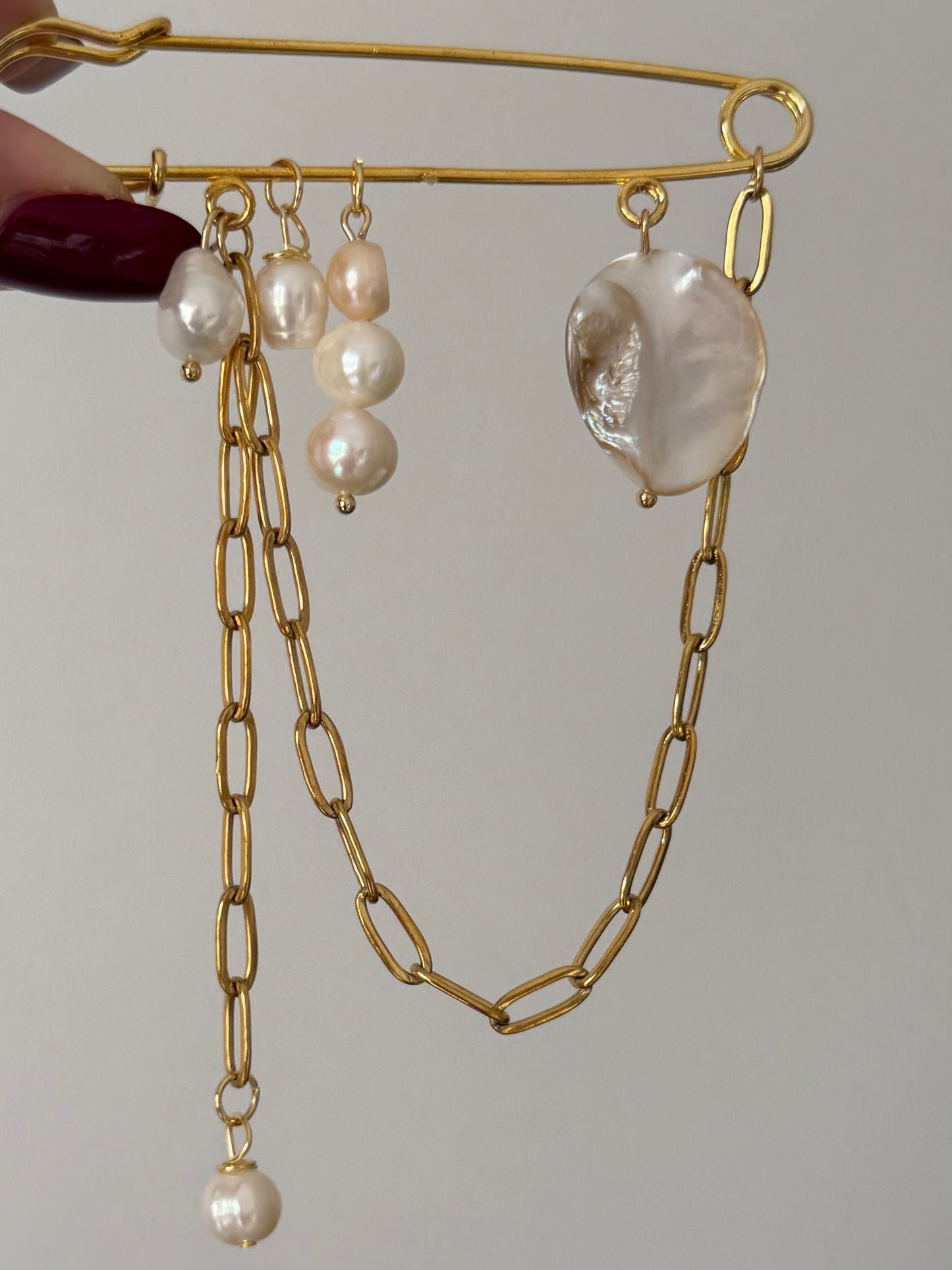 Multicharm Pearl Brooch