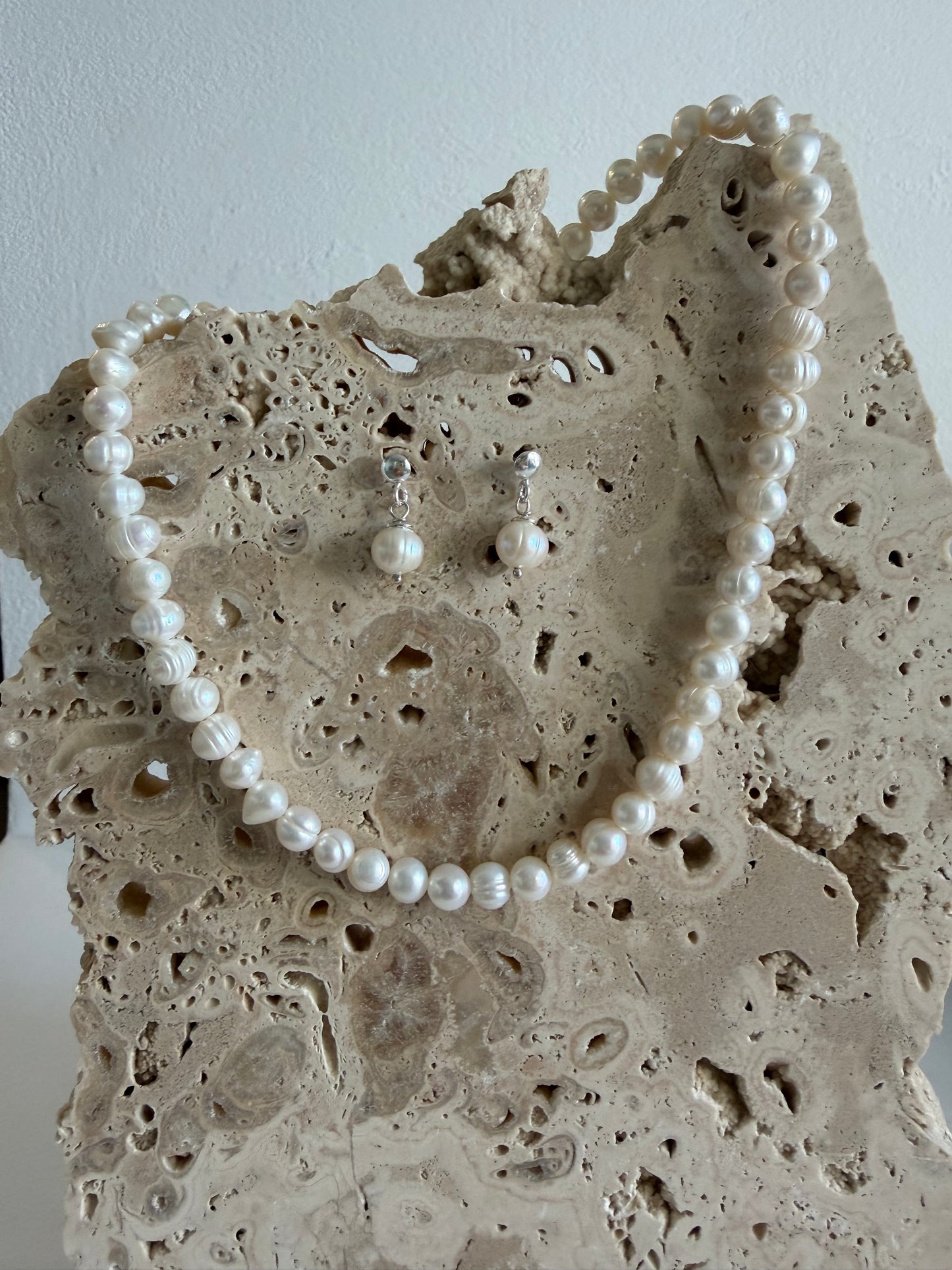 Bridal Pearl Set / Set colier si cercei perle de cultura