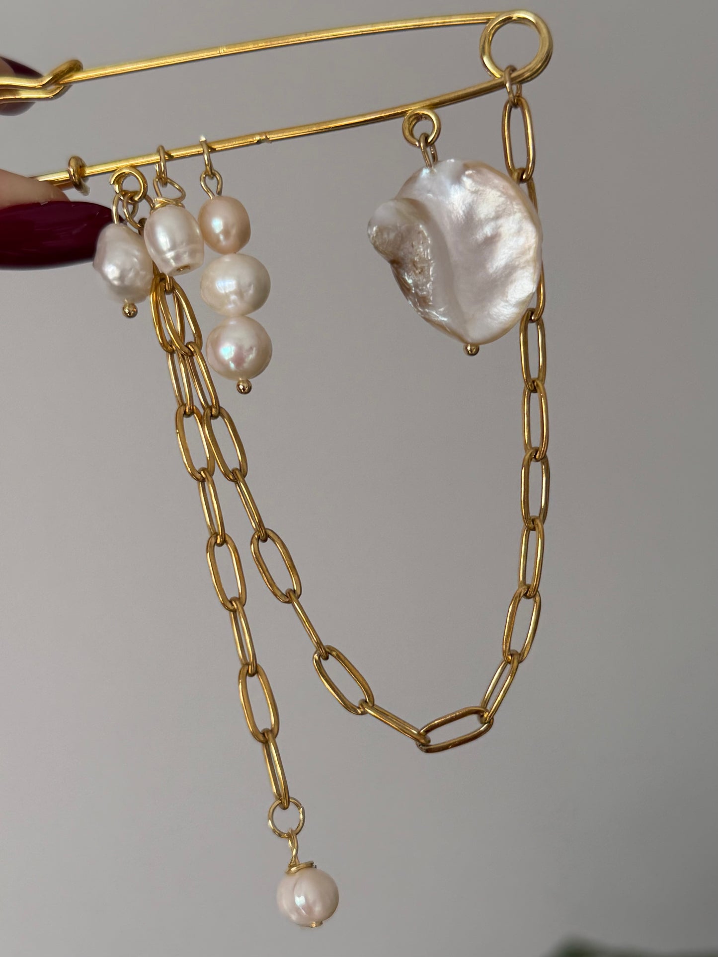 Multicharm Pearl Brooch