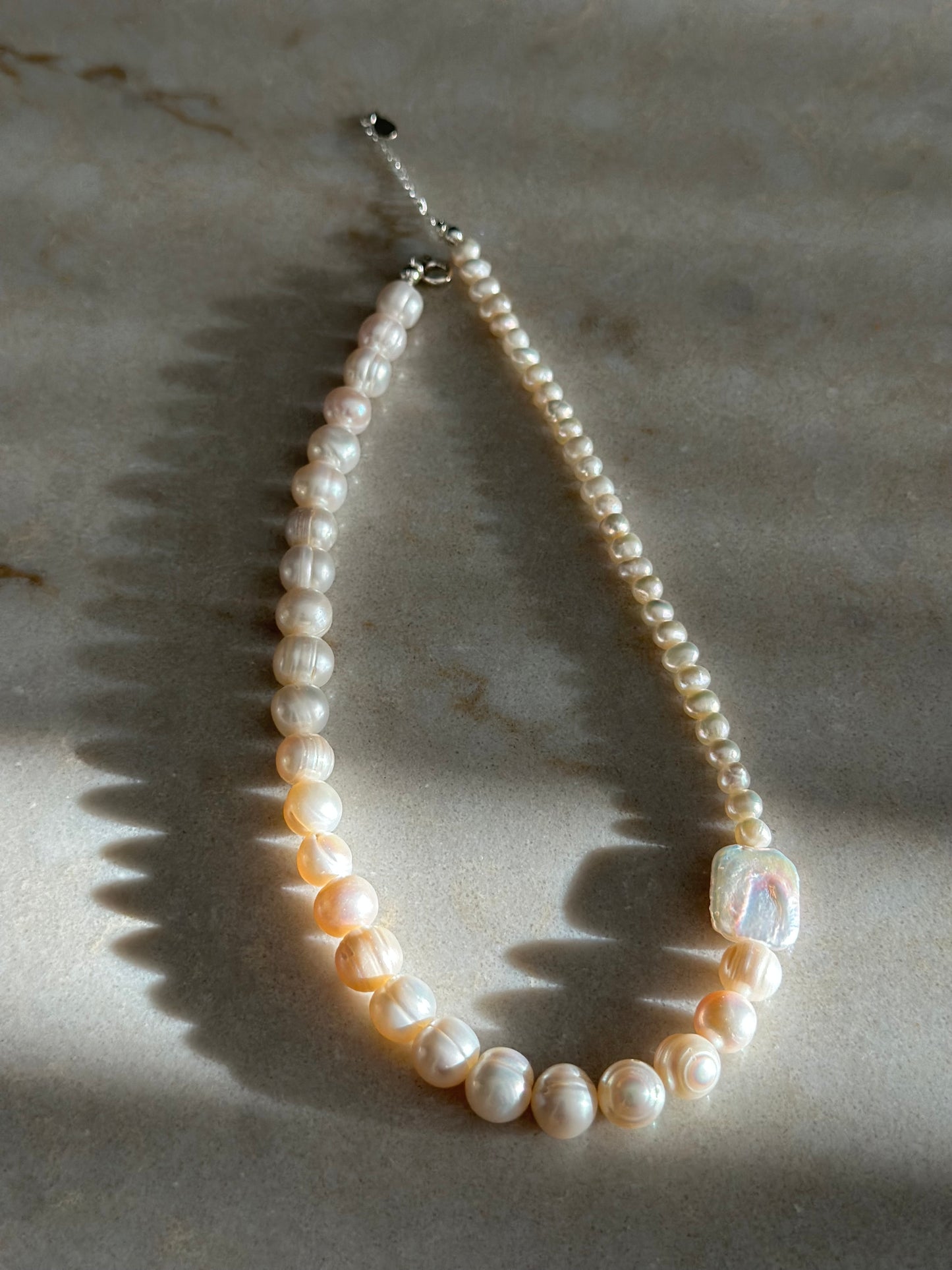 Minimalist side Pearl Necklace