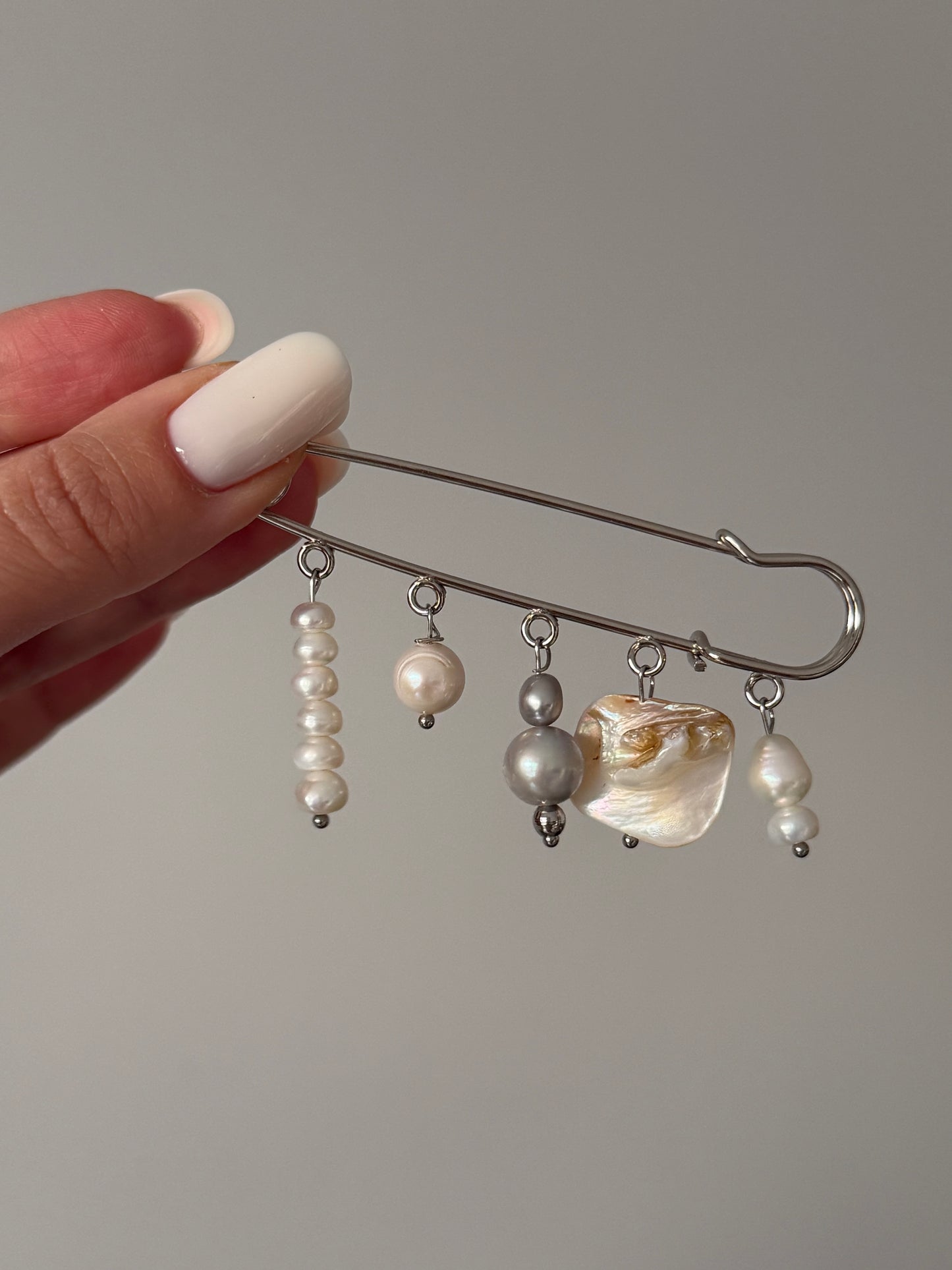 Multicharm Pearl Brooch