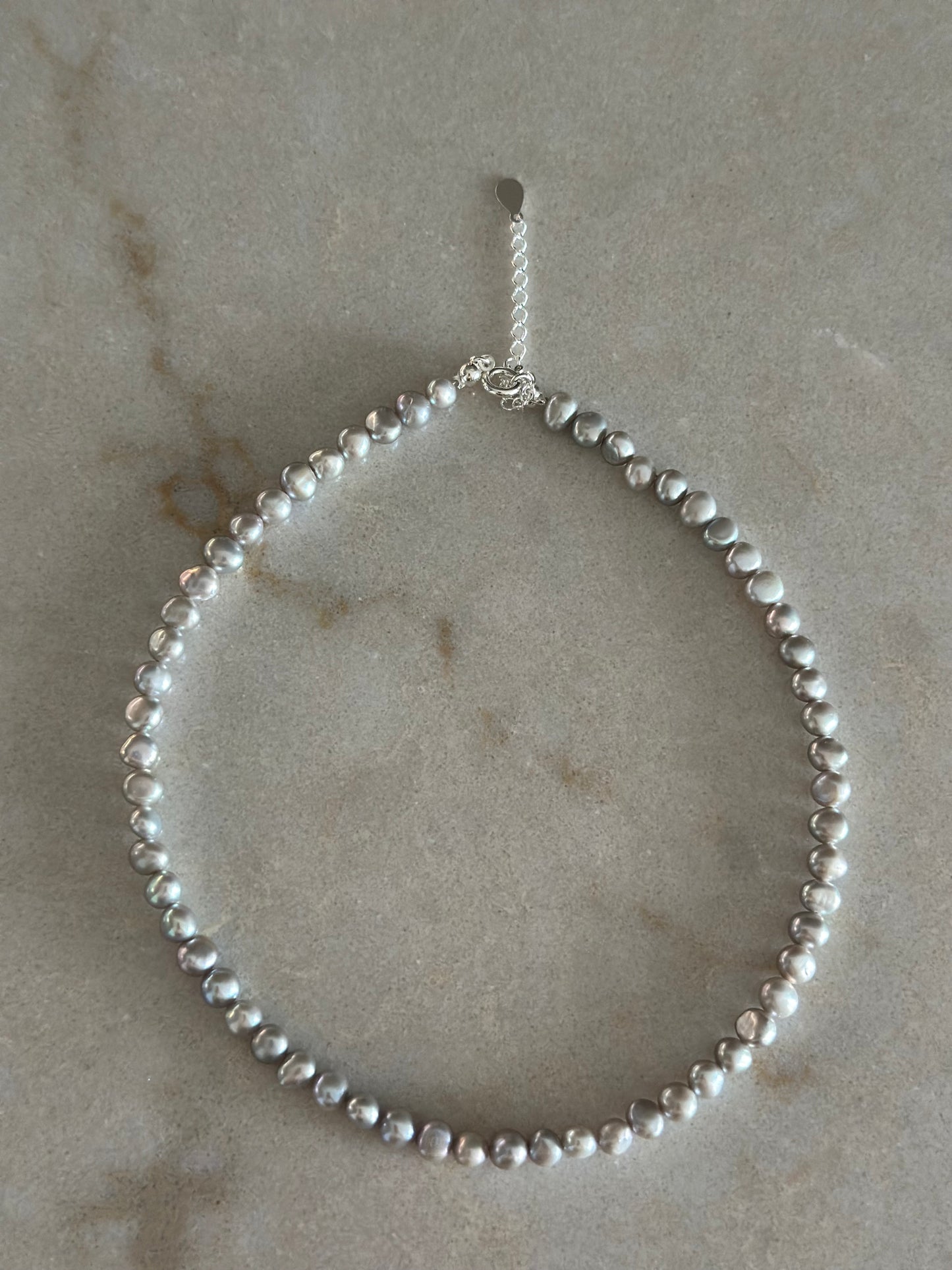 Perfectly Imperfect Grey Pearls Necklace