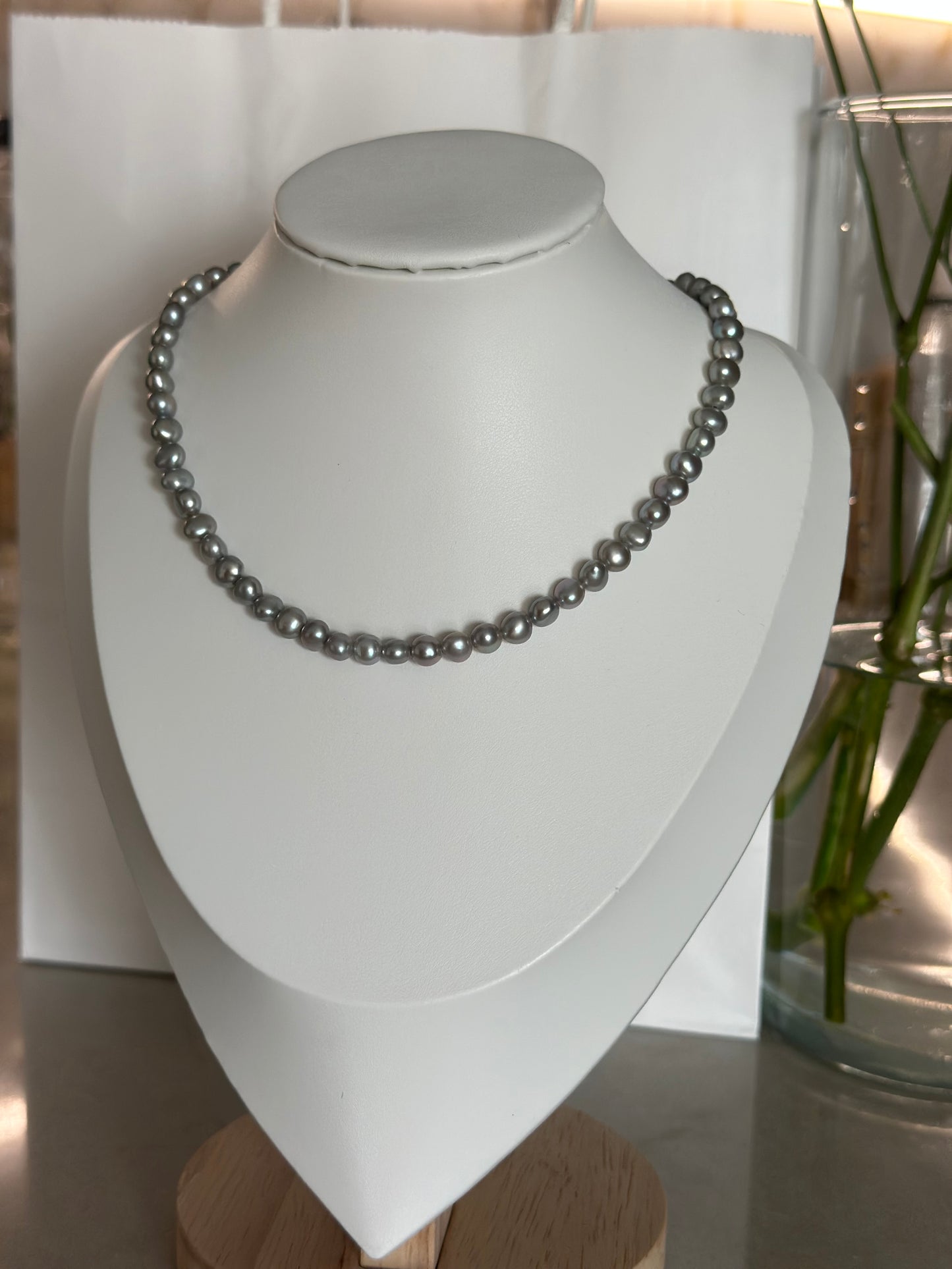 Perfectly Imperfect Grey Pearls Necklace