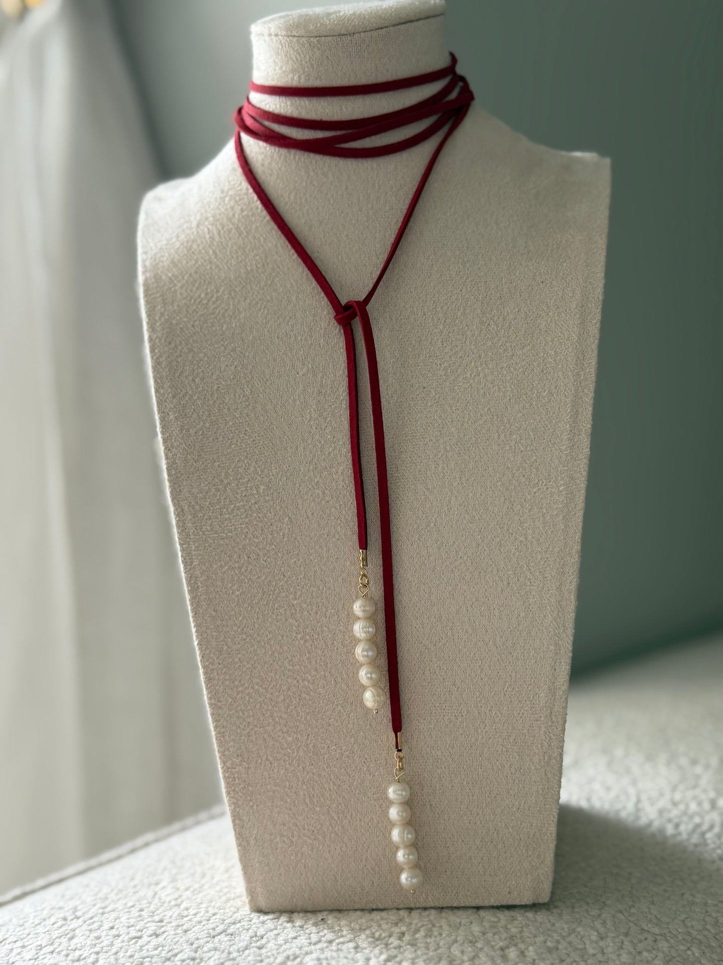 Suede Pearl Necklace