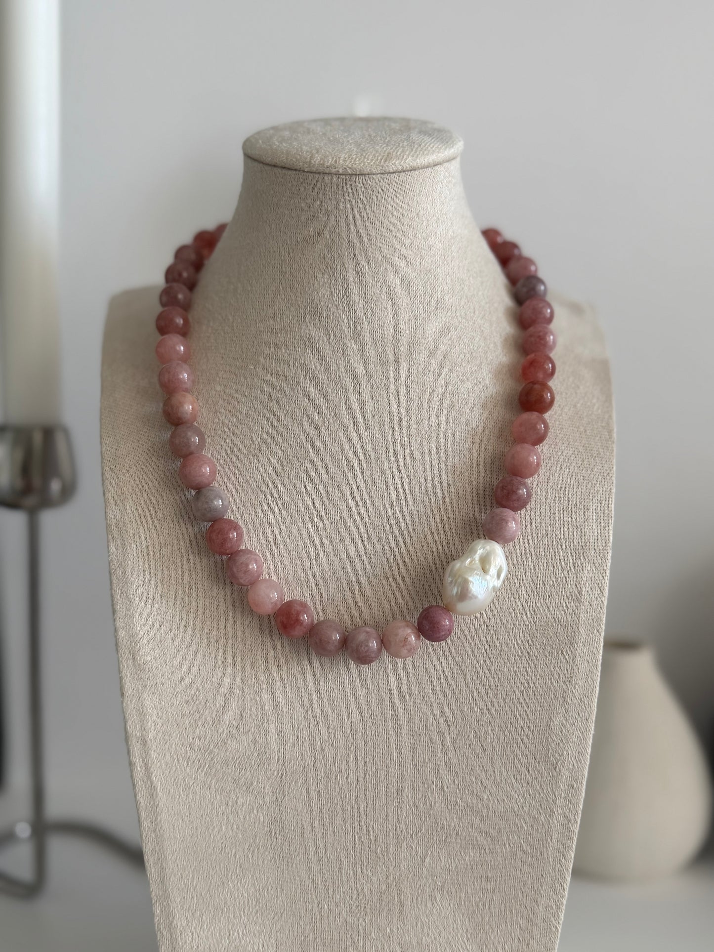 Milky Pink Baroque Pearl Necklace
