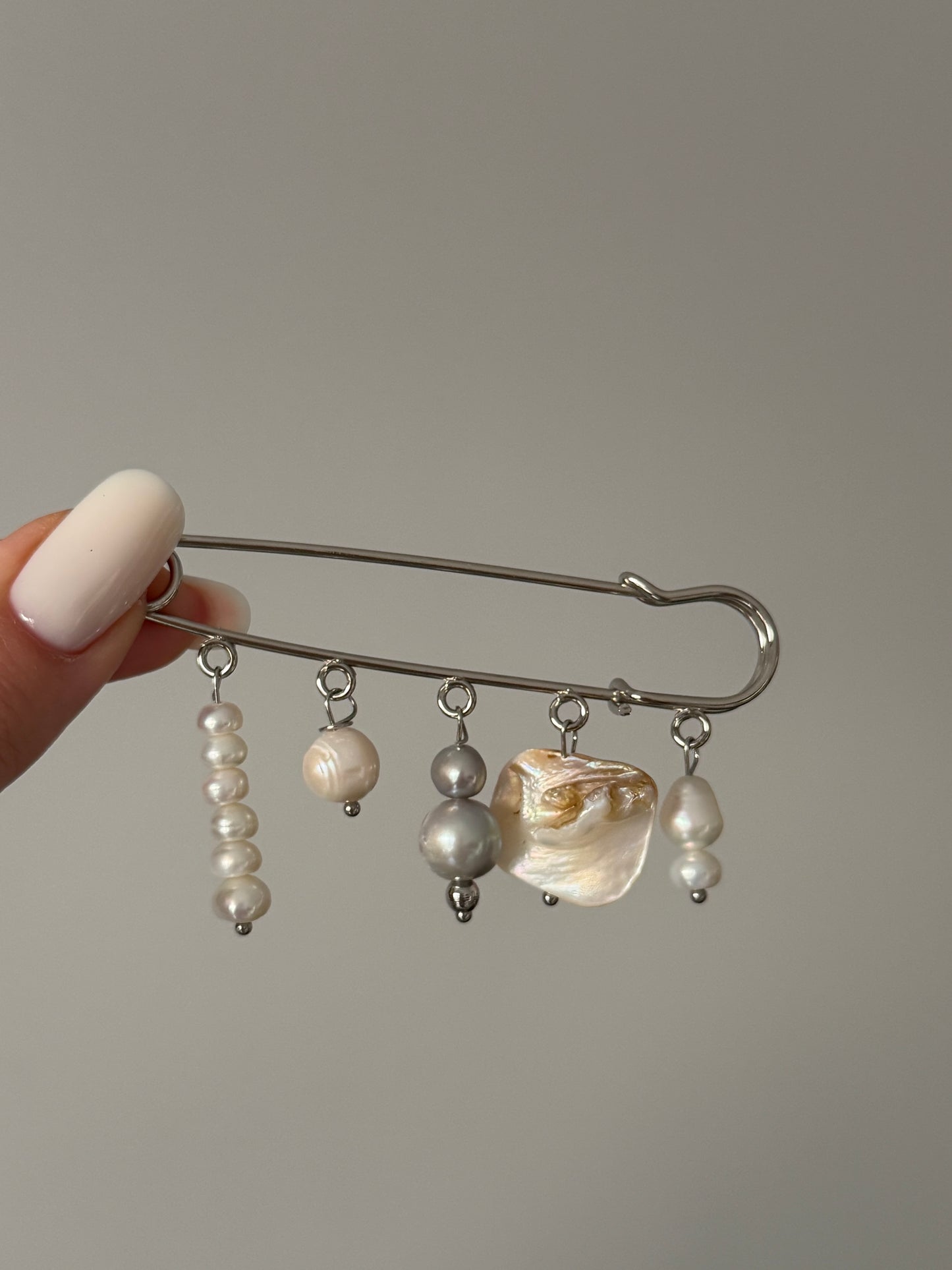 Multicharm Pearl Brooch
