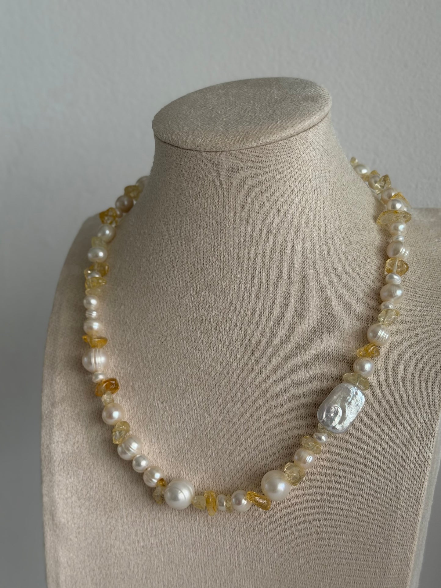 Citrine Pearl Necklace
