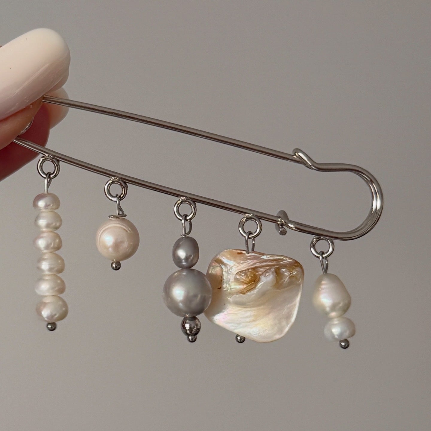 Multicharm Pearl Brooch