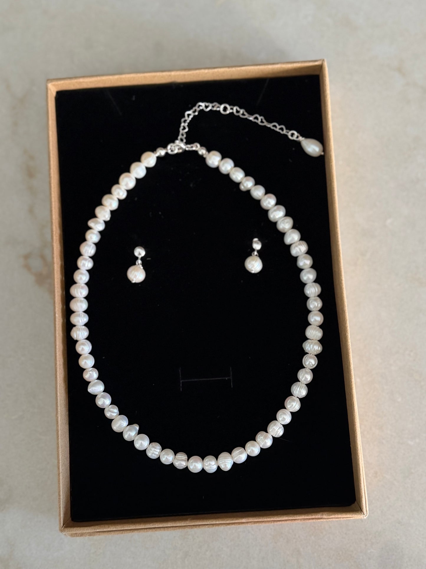 Bridal Pearl Set / Set colier si cercei perle de cultura