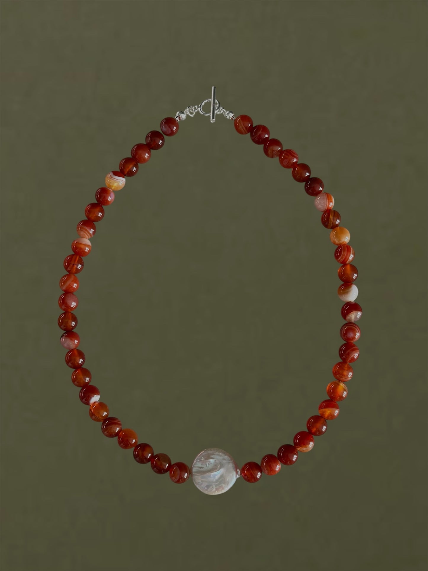 Autumn Pearl Necklace (Red)