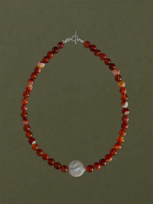 Autumn Pearl Necklace (Red)