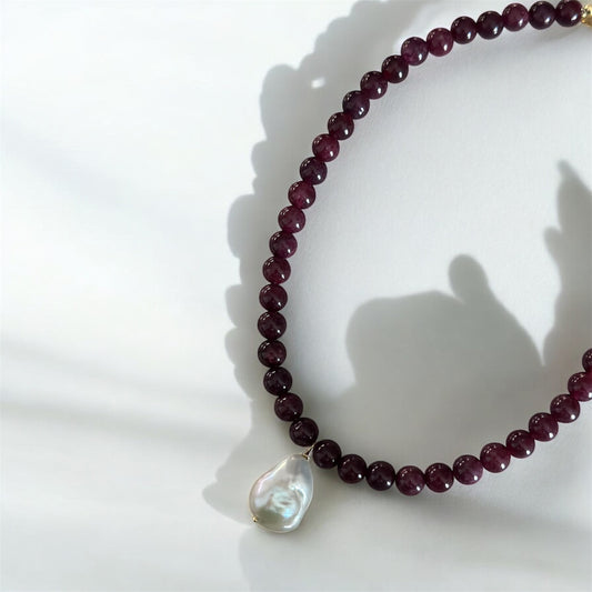 Black Cherry Baroque Pearl Necklace
