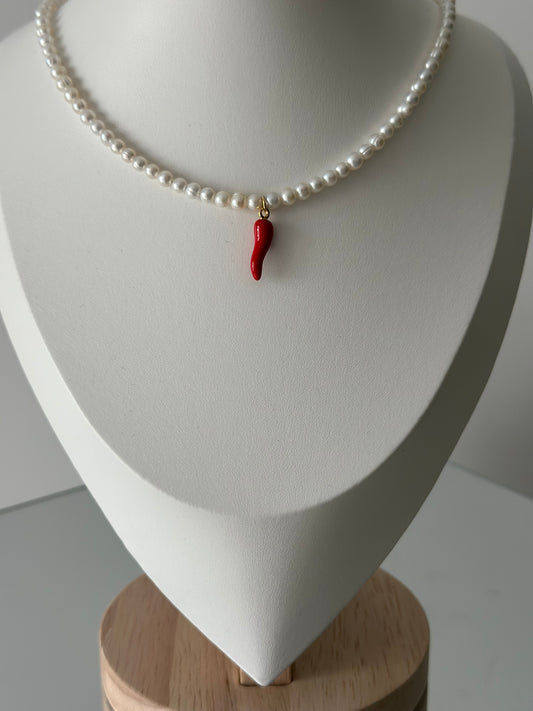 Baby Chilli Round Pearls Necklace