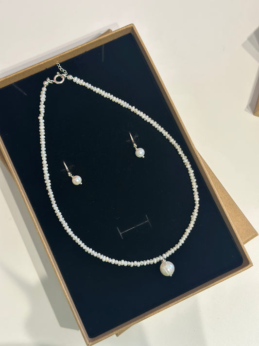 Soft Pearl Set / Set colier si cercei perle de cultura