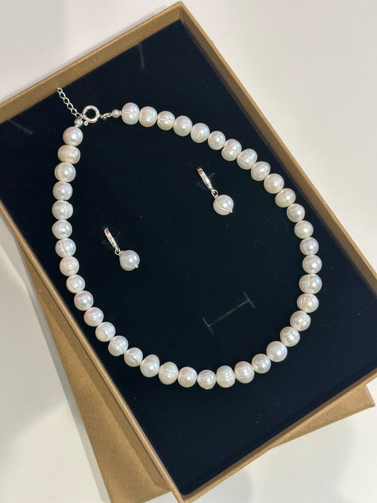 Bold Pearl Set / Set colier si cercei perle de cultura