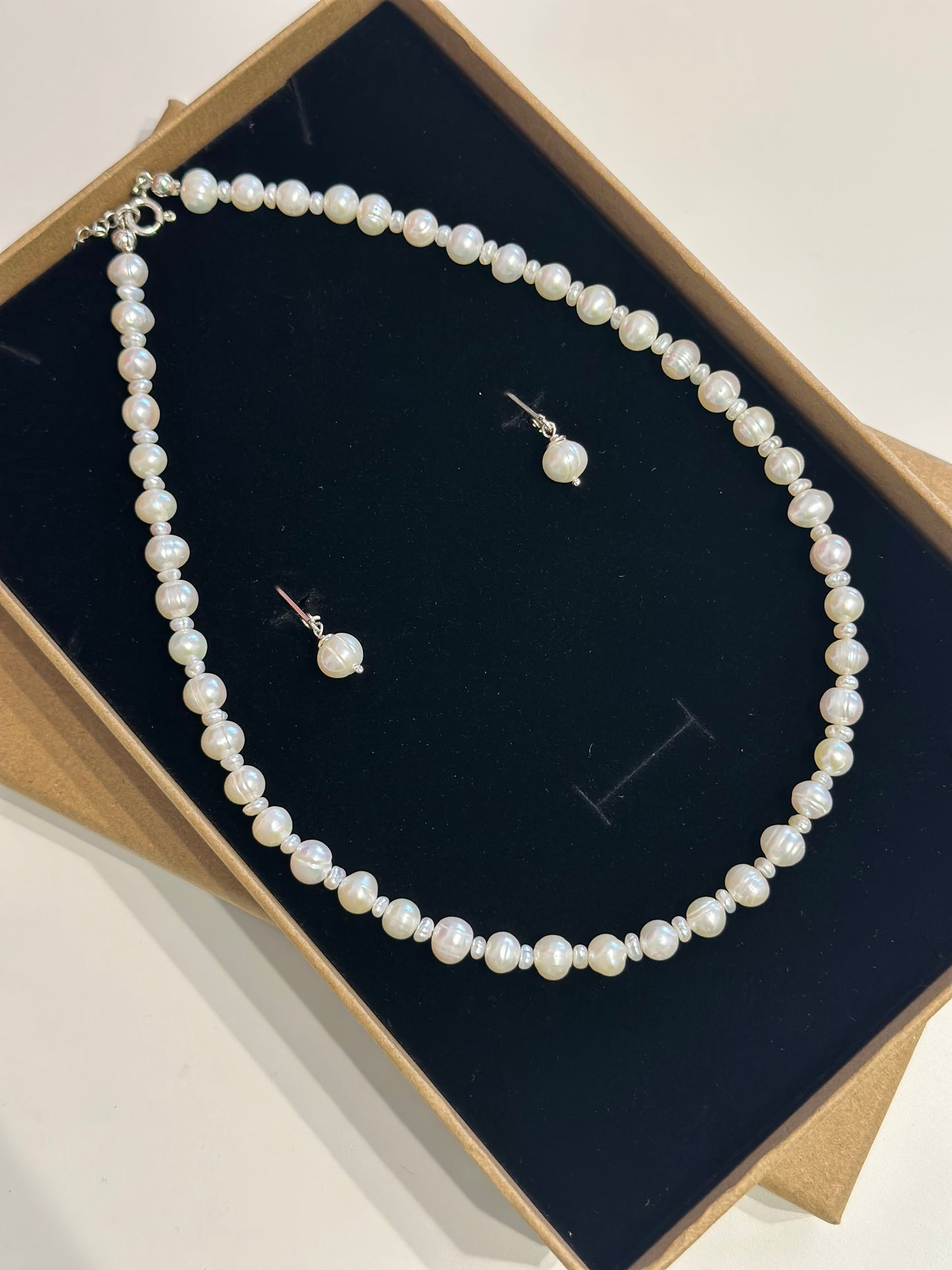 Everyday Glow Pearl Set / Set colier si cercei perle de cultura